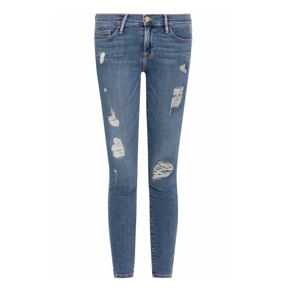FRAME DENIM Le Skinny de Jeanne Distressed Jeans